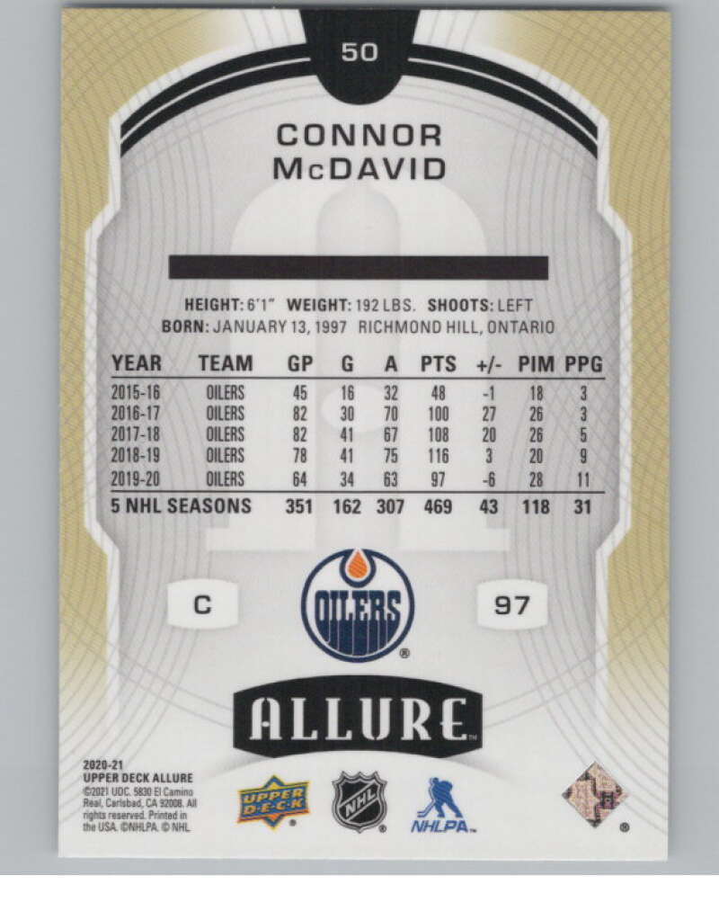 2020-21 Upper Deck Allure #50 Connor McDavid  Edmonton Oilers  V99730 Image 2