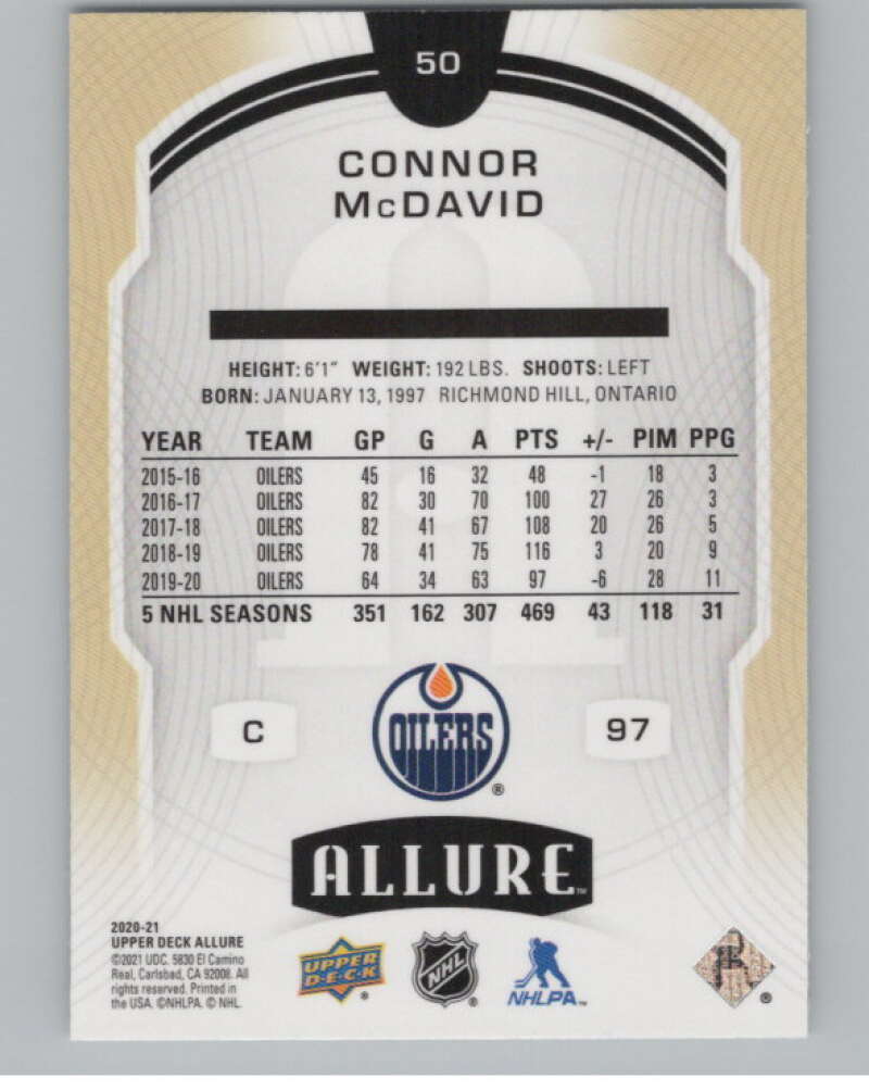 2020-21 Upper Deck Allure #50 Connor McDavid  Edmonton Oilers  V99731 Image 2