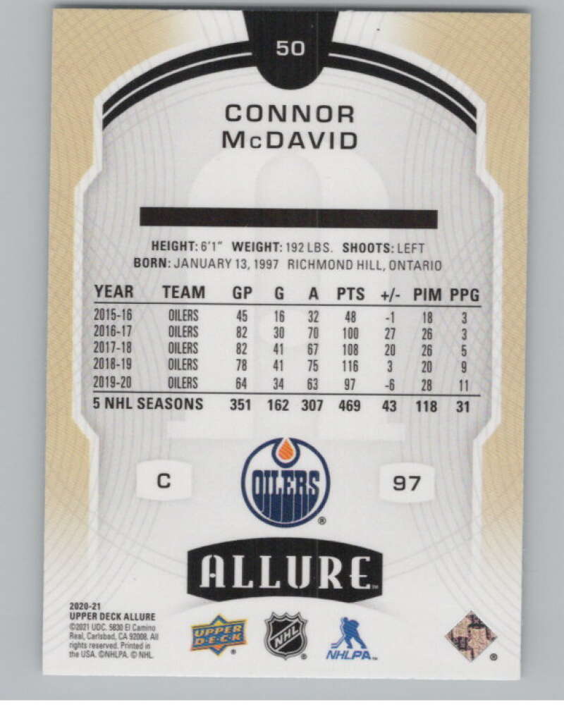 2020-21 Upper Deck Allure #50 Connor McDavid  Edmonton Oilers  V99732 Image 2