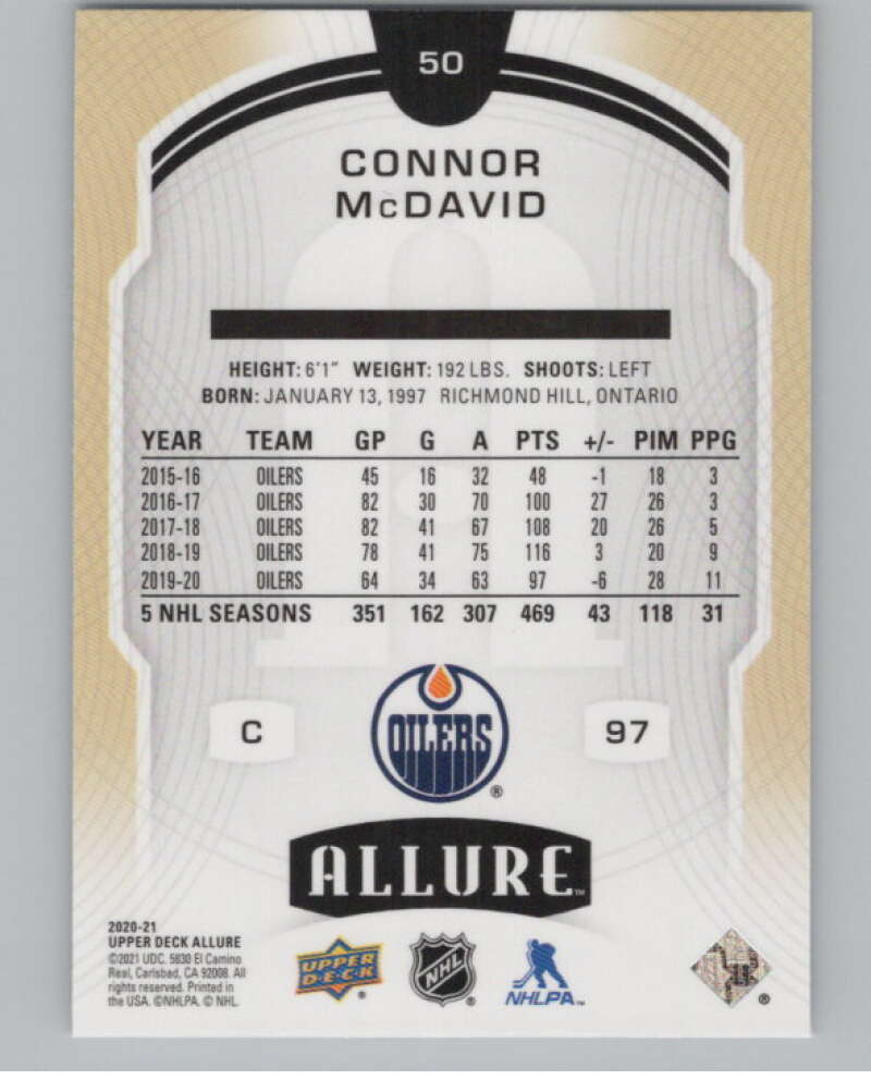 2020-21 Upper Deck Allure #50 Connor McDavid  Edmonton Oilers  V99733 Image 2