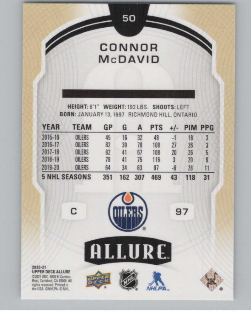 2020-21 Upper Deck Allure #50 Connor McDavid  Edmonton Oilers  V99734 Image 2