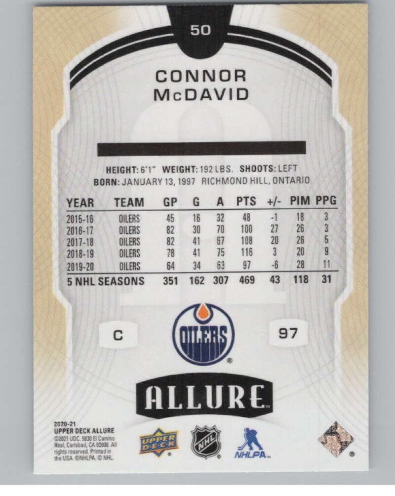 2020-21 Upper Deck Allure #50 Connor McDavid  Edmonton Oilers  V99735 Image 2