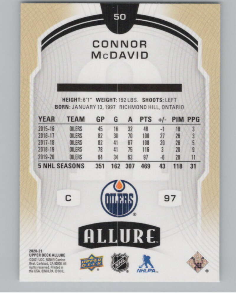 2020-21 Upper Deck Allure #50 Connor McDavid  Edmonton Oilers  V99737 Image 2