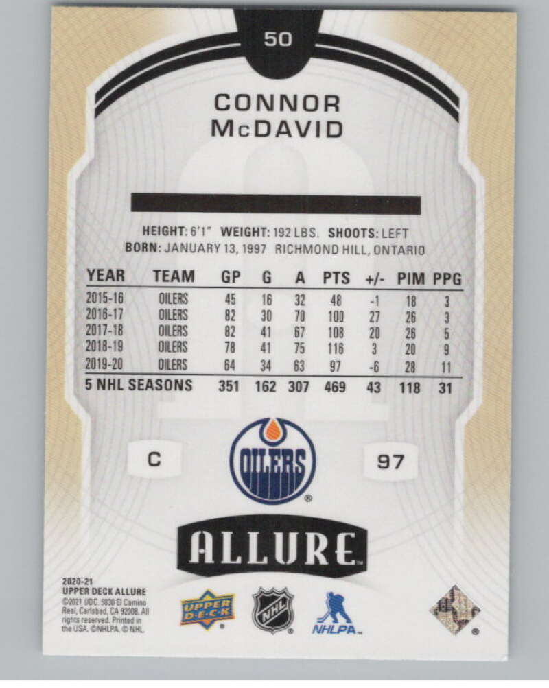 2020-21 Upper Deck Allure #50 Connor McDavid  Edmonton Oilers  V99738 Image 2