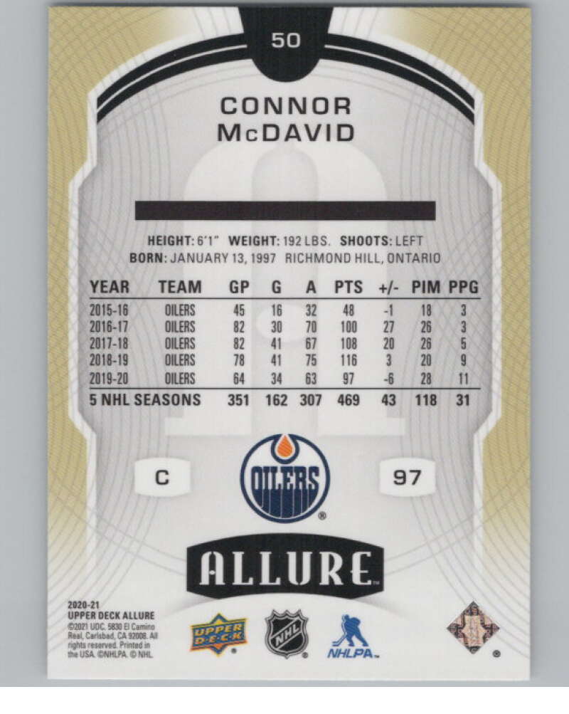 2020-21 Upper Deck Allure #50 Connor McDavid  Edmonton Oilers  V99741 Image 2