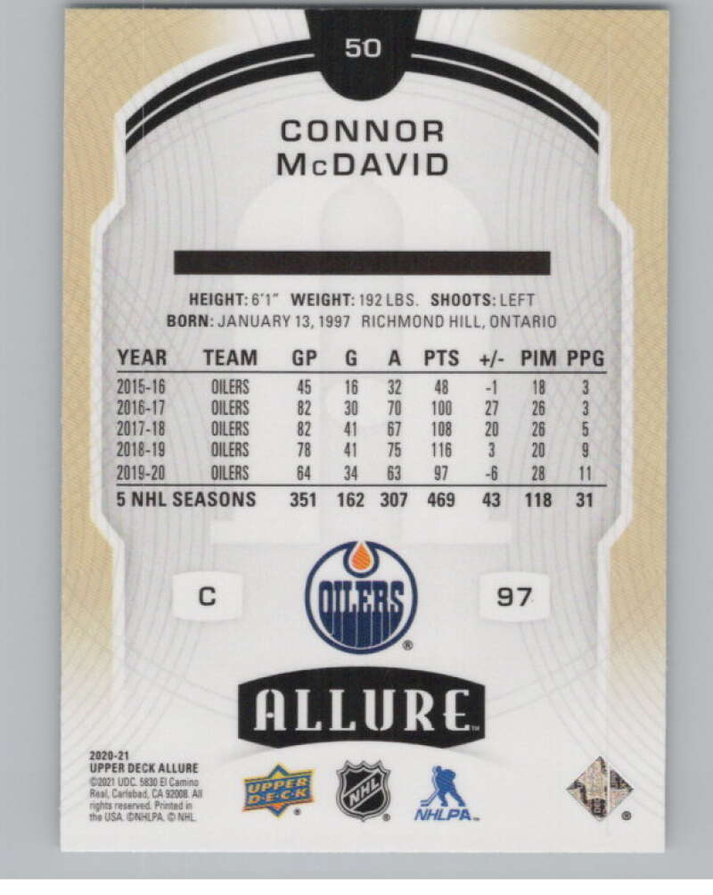 2020-21 Upper Deck Allure #50 Connor McDavid  Edmonton Oilers  V99743 Image 2