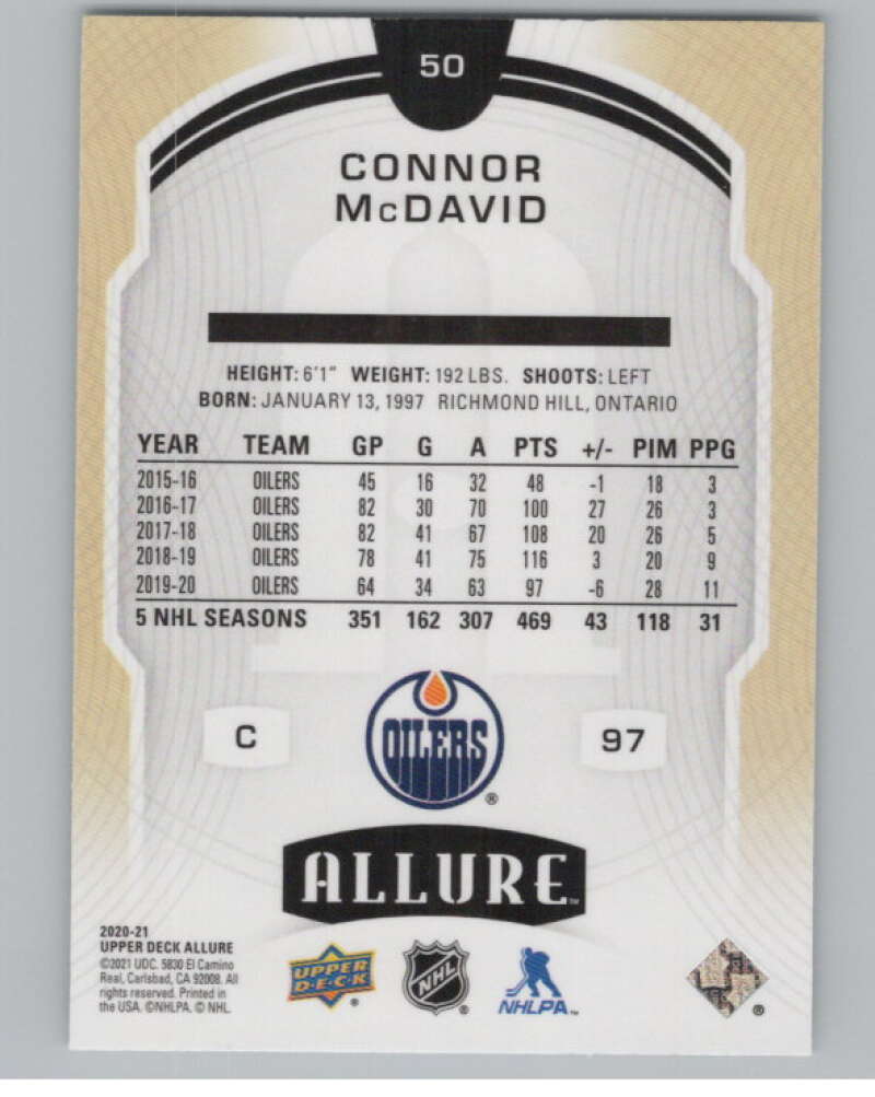 2020-21 Upper Deck Allure #50 Connor McDavid  Edmonton Oilers  V99744 Image 2