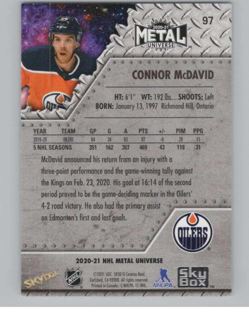 2020-21 Skybox Metal Universe #97 Connor McDavid  Edmonton Oilers  V99745 Image 2