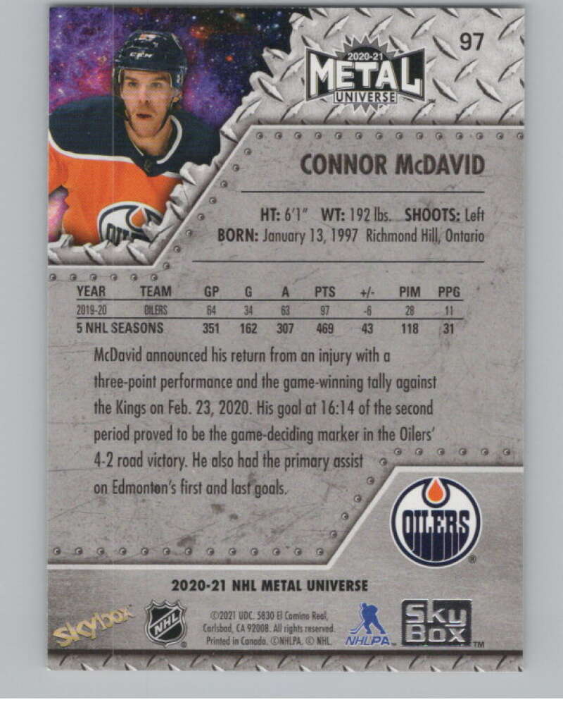 2020-21 Skybox Metal Universe #97 Connor McDavid  Edmonton Oilers  V99746 Image 2