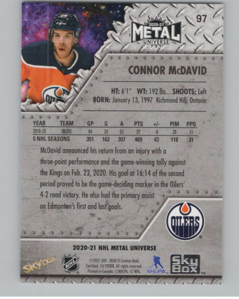2020-21 Skybox Metal Universe #97 Connor McDavid  Edmonton Oilers  V99747 Image 2