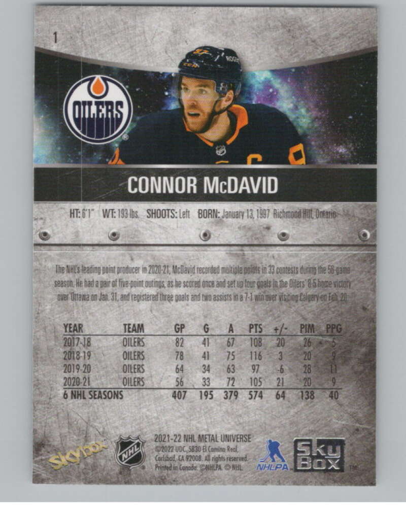 2021-22 Skybox Metal Universe #1 Connor McDavid  Edmonton Oilers  V99751 Image 2