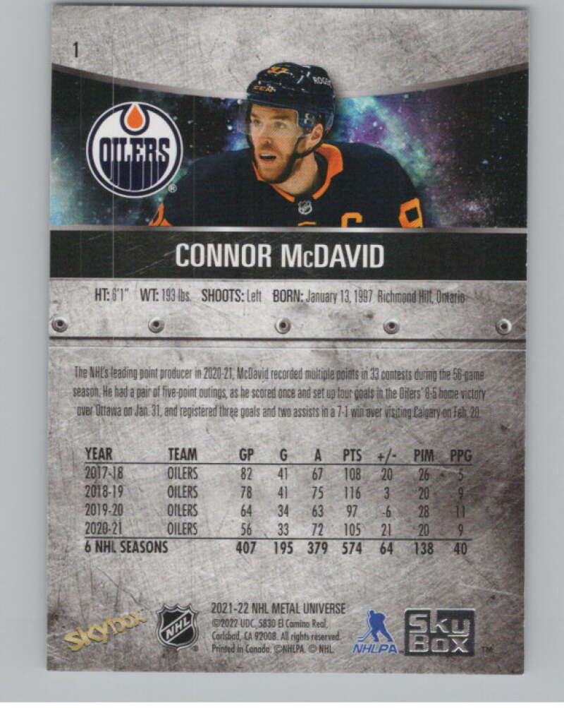 2021-22 Skybox Metal Universe #1 Connor McDavid  Edmonton Oilers  V99754 Image 2