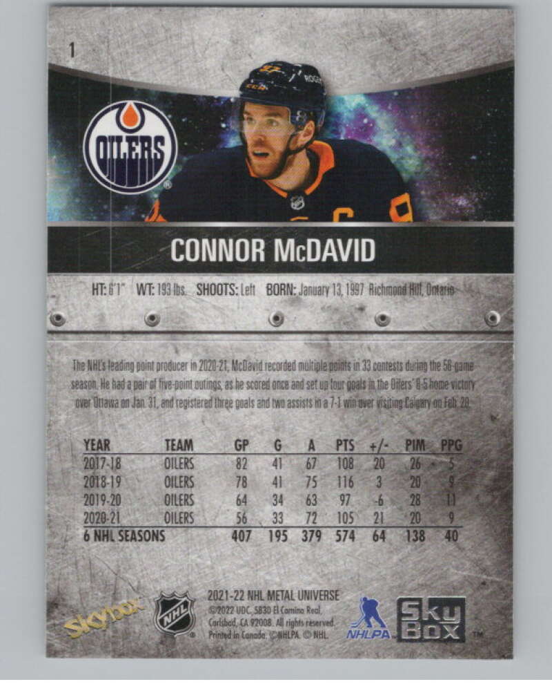 2021-22 Skybox Metal Universe #1 Connor McDavid  Edmonton Oilers  V99755 Image 2