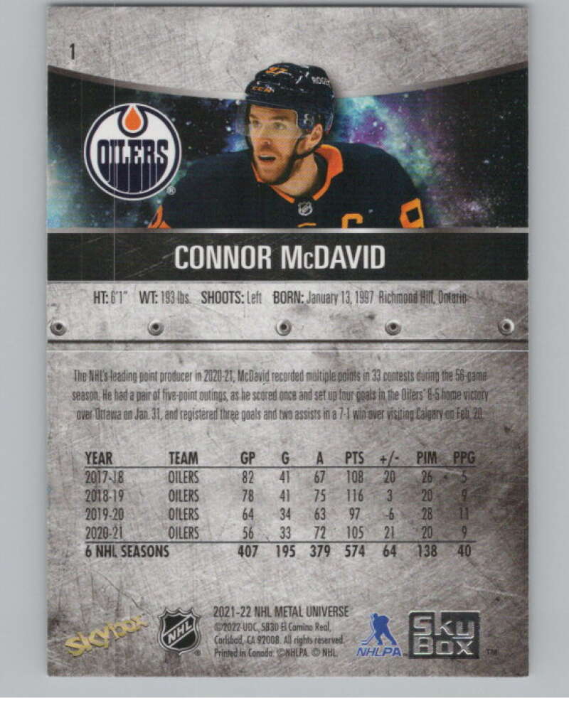 2021-22 Skybox Metal Universe #1 Connor McDavid  Edmonton Oilers  V99756 Image 2