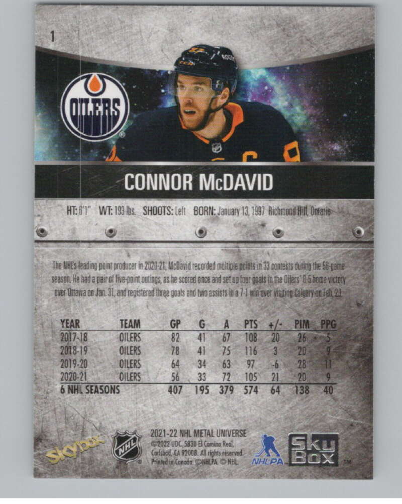 2021-22 Skybox Metal Universe #1 Connor McDavid  Edmonton Oilers  V99757 Image 2