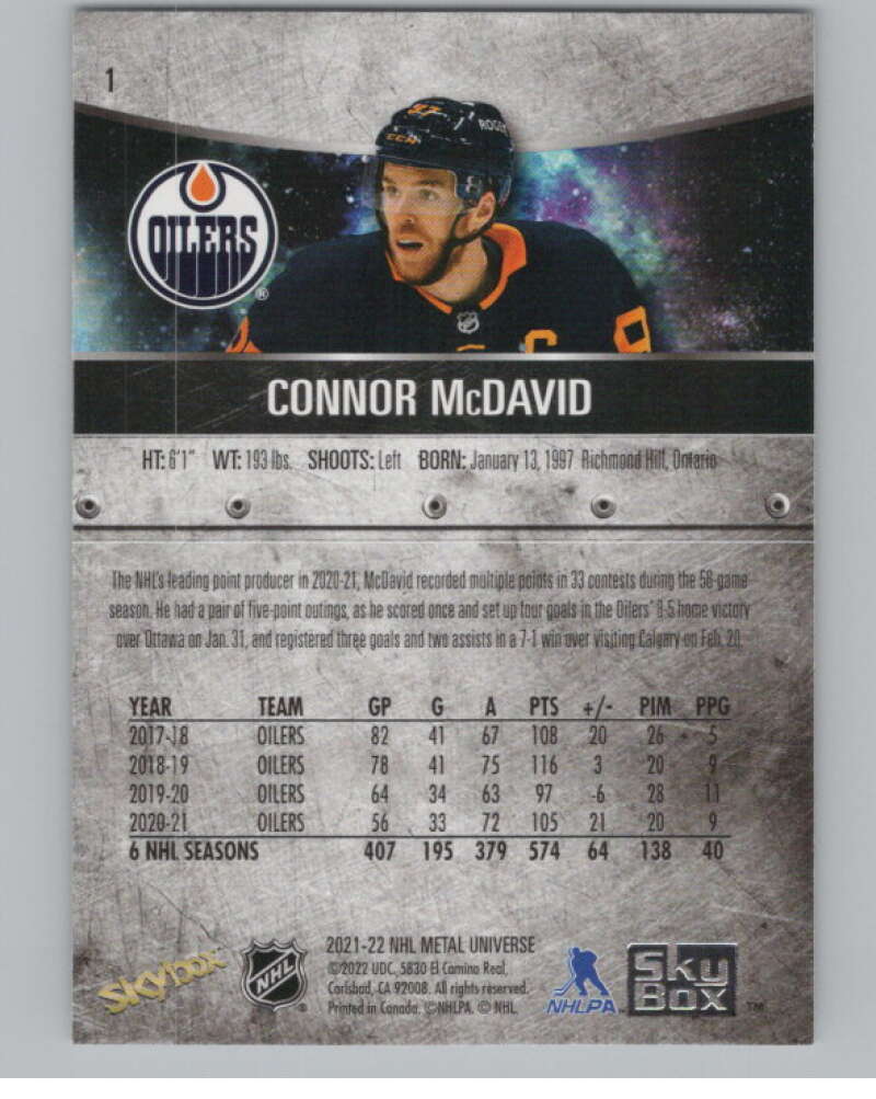 2021-22 Skybox Metal Universe #1 Connor McDavid  Edmonton Oilers  V99759 Image 2
