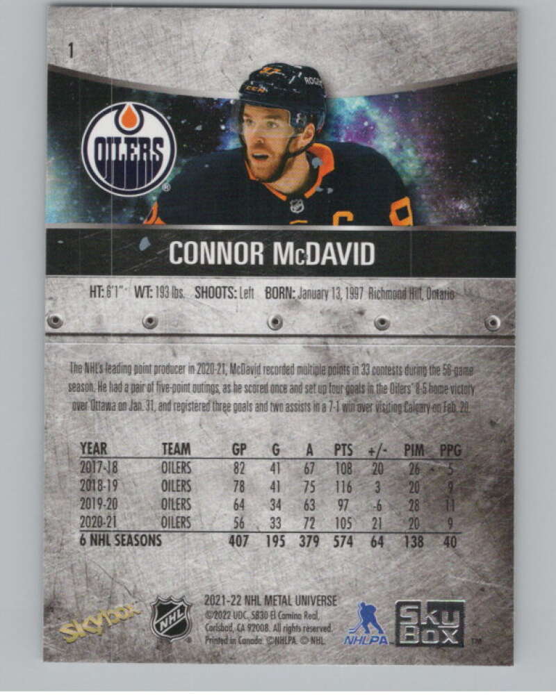 2021-22 Skybox Metal Universe #1 Connor McDavid  Edmonton Oilers  V99760 Image 2
