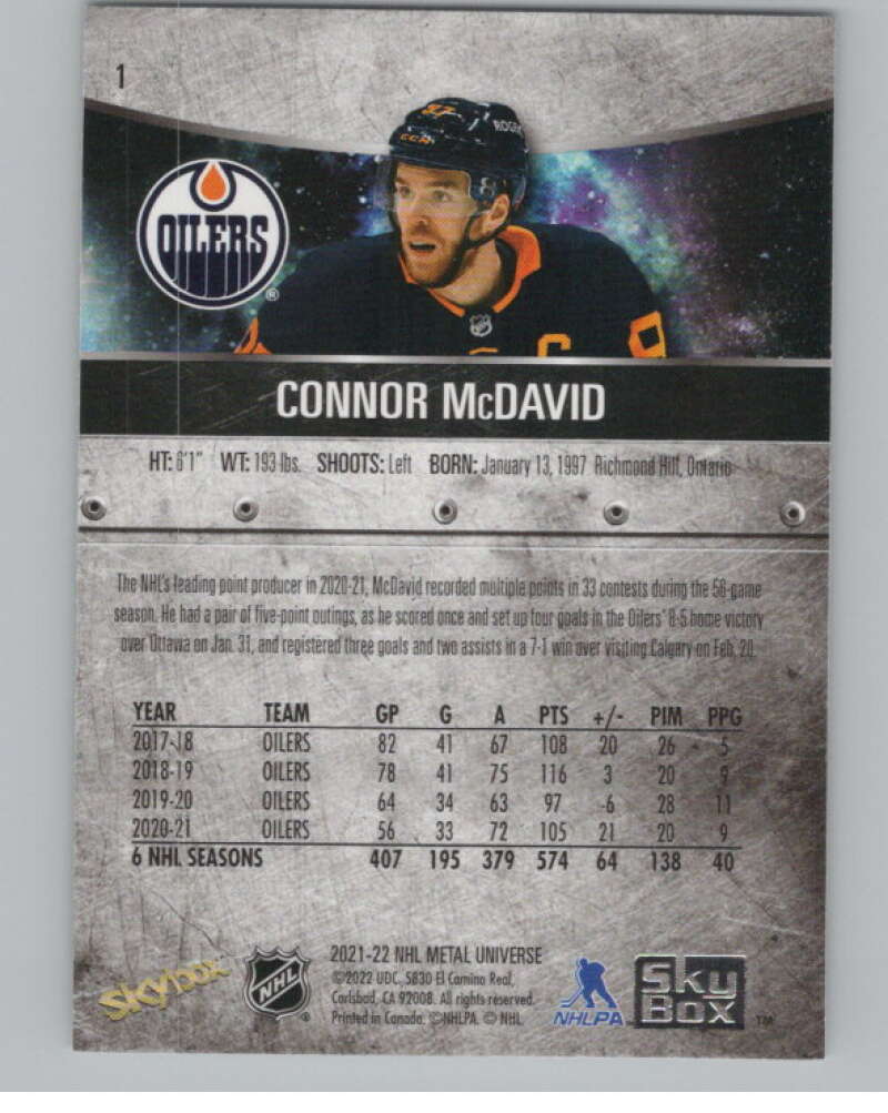2021-22 Skybox Metal Universe #1 Connor McDavid  Edmonton Oilers  V99761 Image 2