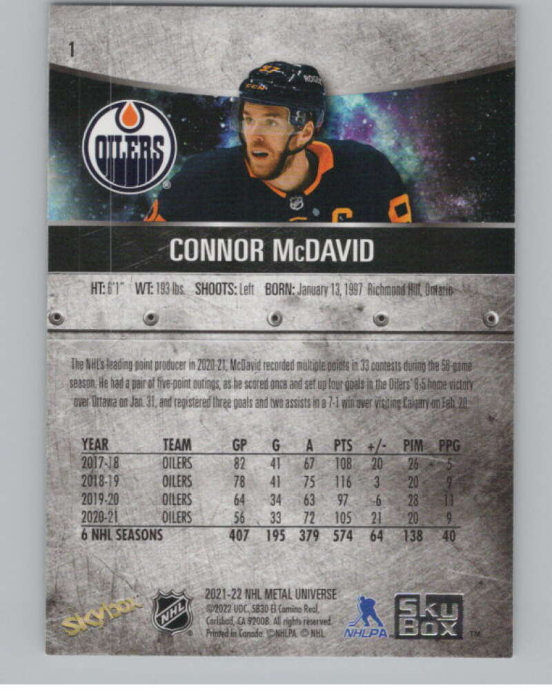 2021-22 Skybox Metal Universe #1 Connor McDavid  Edmonton Oilers  V99762 Image 2