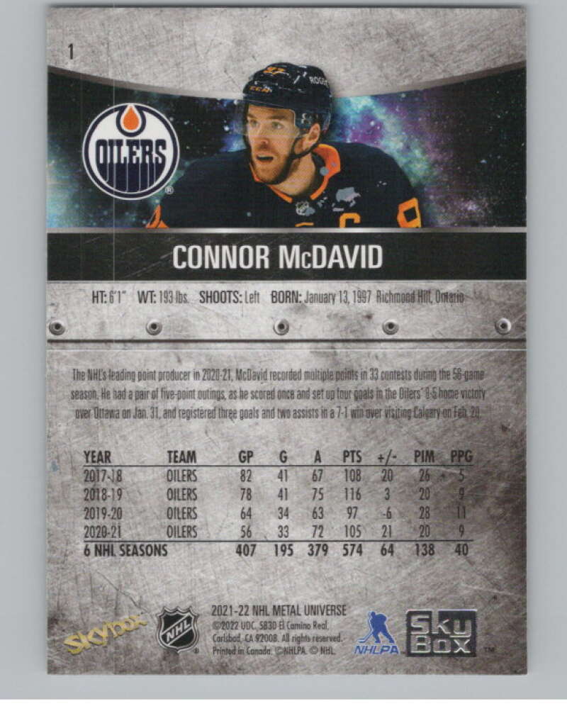 2021-22 Skybox Metal Universe #1 Connor McDavid  Edmonton Oilers  V99766 Image 2