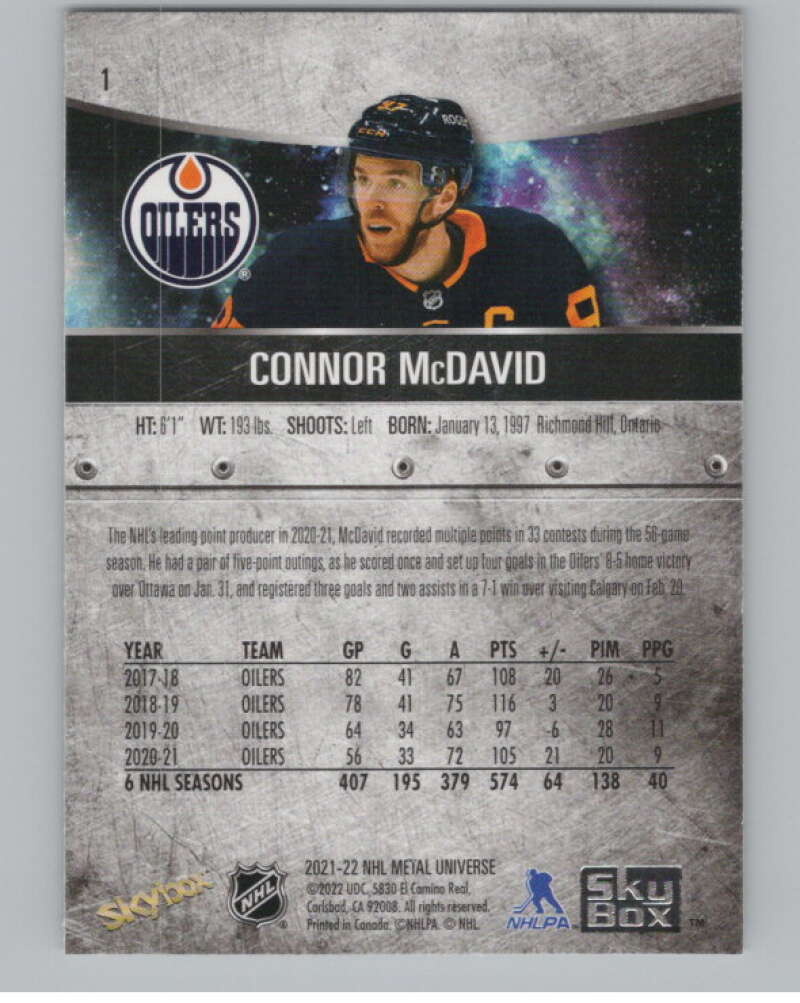 2021-22 Skybox Metal Universe #1 Connor McDavid  Edmonton Oilers  V99768 Image 2