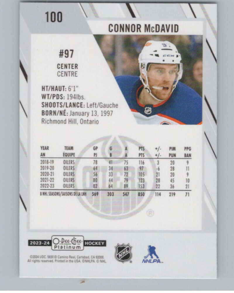 2023-24 O-Pee-Chee Platinum #100 Connor McDavid  Edmonton Oilers  V99769 Image 2