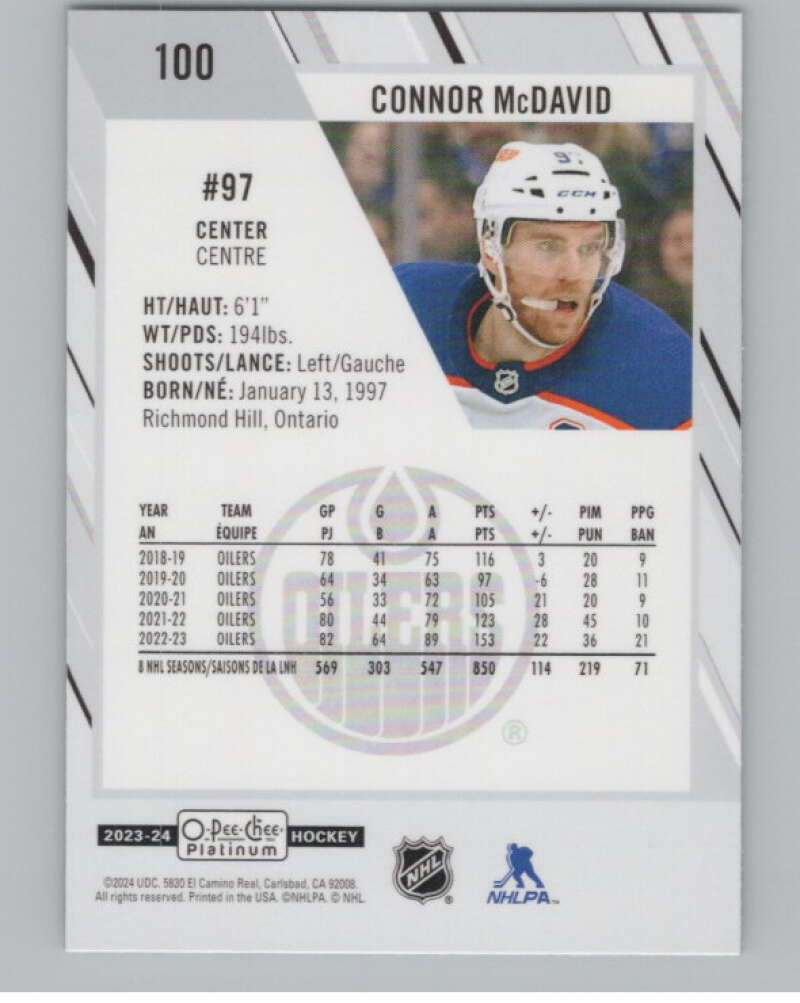 2023-24 O-Pee-Chee Platinum #100 Connor McDavid  Edmonton Oilers  V99770 Image 2