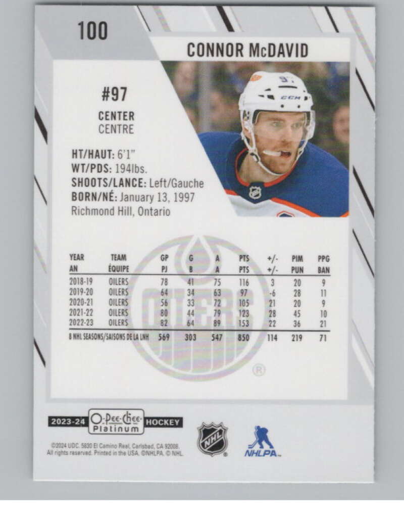 2023-24 O-Pee-Chee Platinum #100 Connor McDavid  Edmonton Oilers  V99771 Image 2