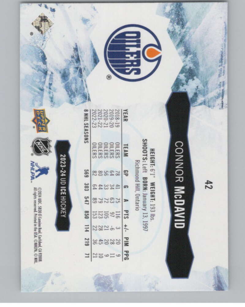 2023-24 Upper Deck Ice #42 Connor McDavid  Edmonton Oilers  V99804 Image 2