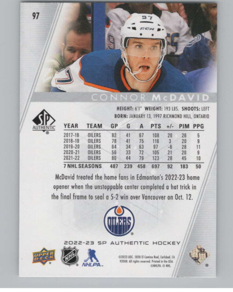 2022-23 SP Authentic #97 Connor McDavid  Edmonton Oilers  V99894 Image 2