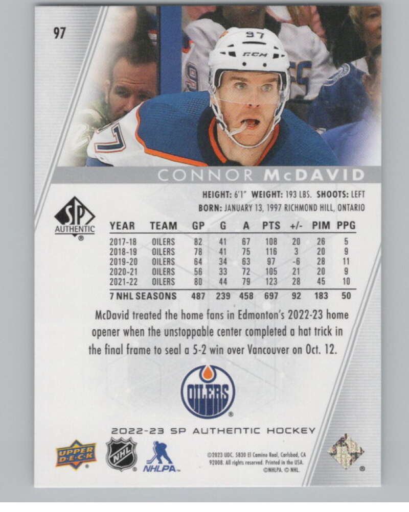 2022-23 SP Authentic #97 Connor McDavid  Edmonton Oilers  V99906 Image 2