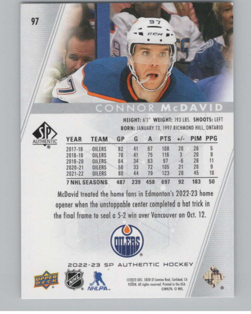 2022-23 SP Authentic #97 Connor McDavid  Edmonton Oilers  V99909 Image 2