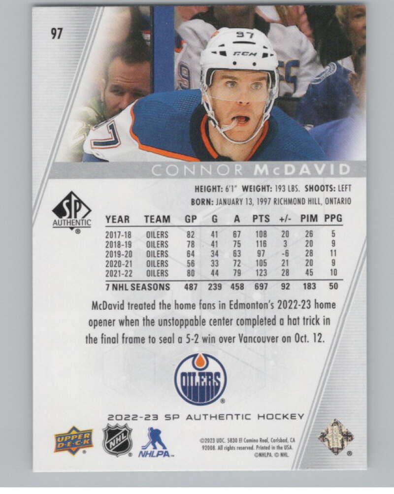 2022-23 SP Authentic #97 Connor McDavid  Edmonton Oilers  V99911 Image 2