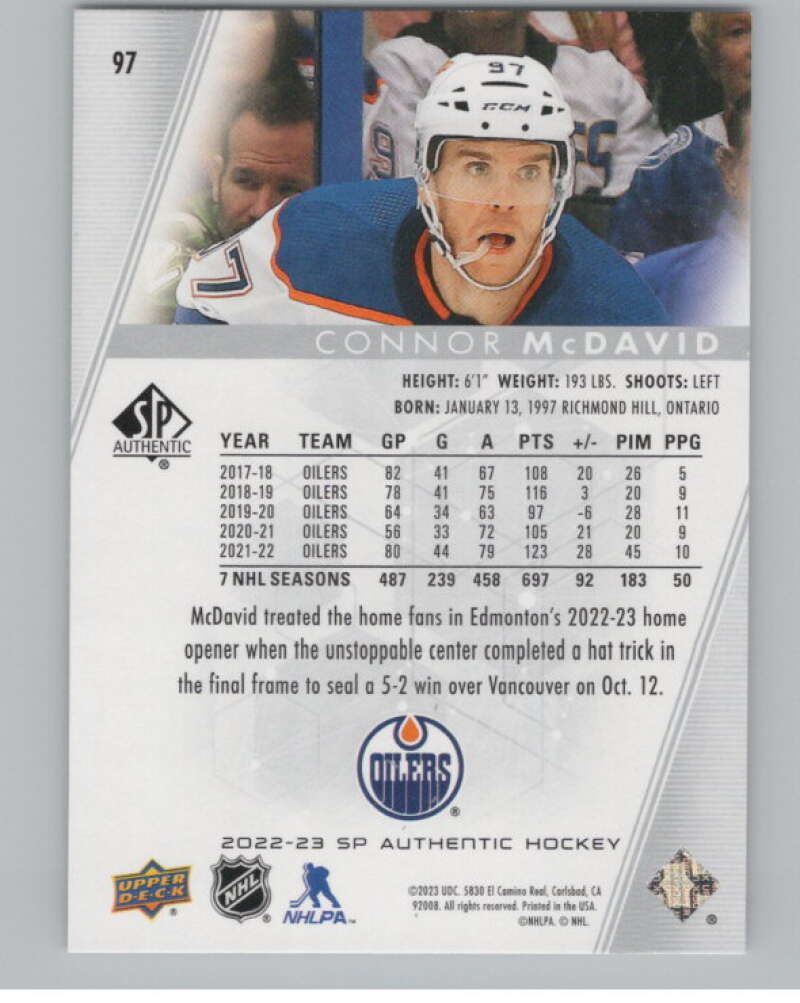2022-23 SP Authentic #97 Connor McDavid  Edmonton Oilers  V99912 Image 2