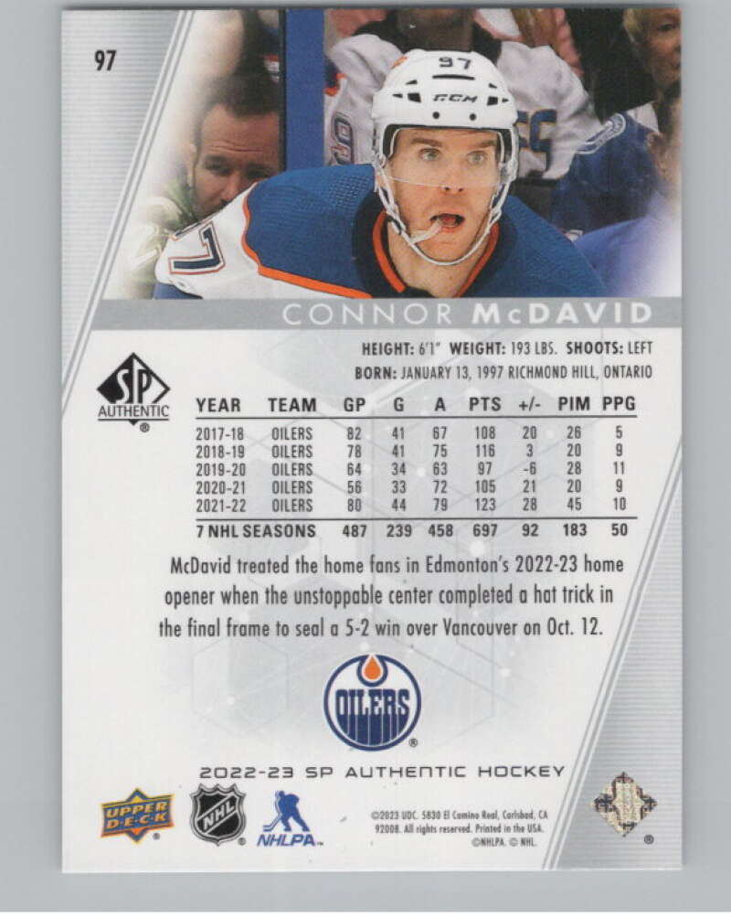 2022-23 SP Authentic #97 Connor McDavid  Edmonton Oilers  V99921 Image 2