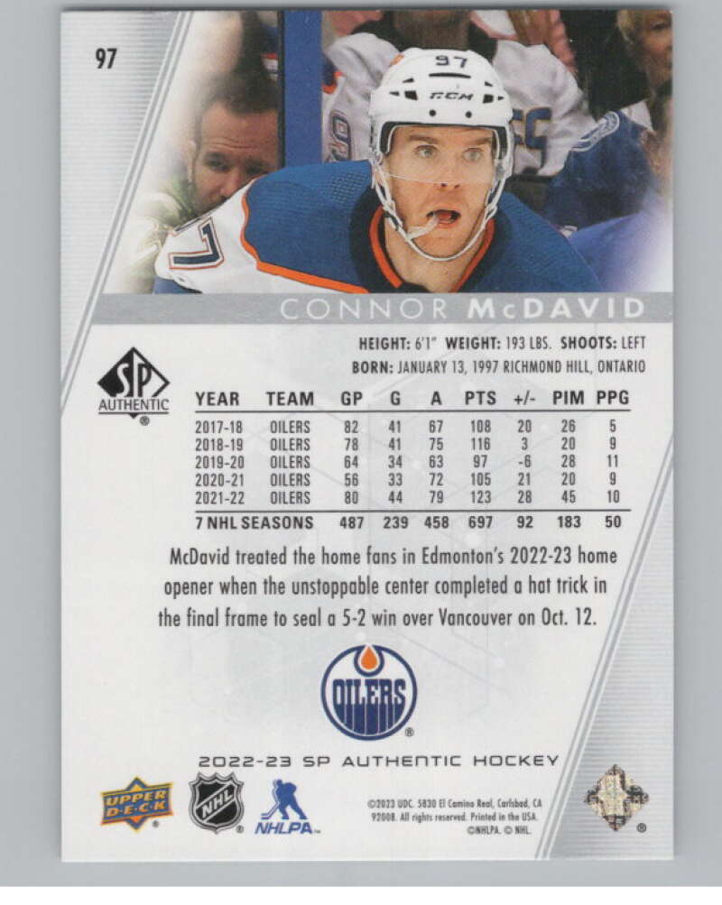 2022-23 SP Authentic #97 Connor McDavid  Edmonton Oilers  V99925 Image 2