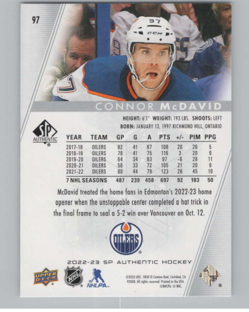 2022-23 SP Authentic #97 Connor McDavid  Edmonton Oilers  V99927 Image 2