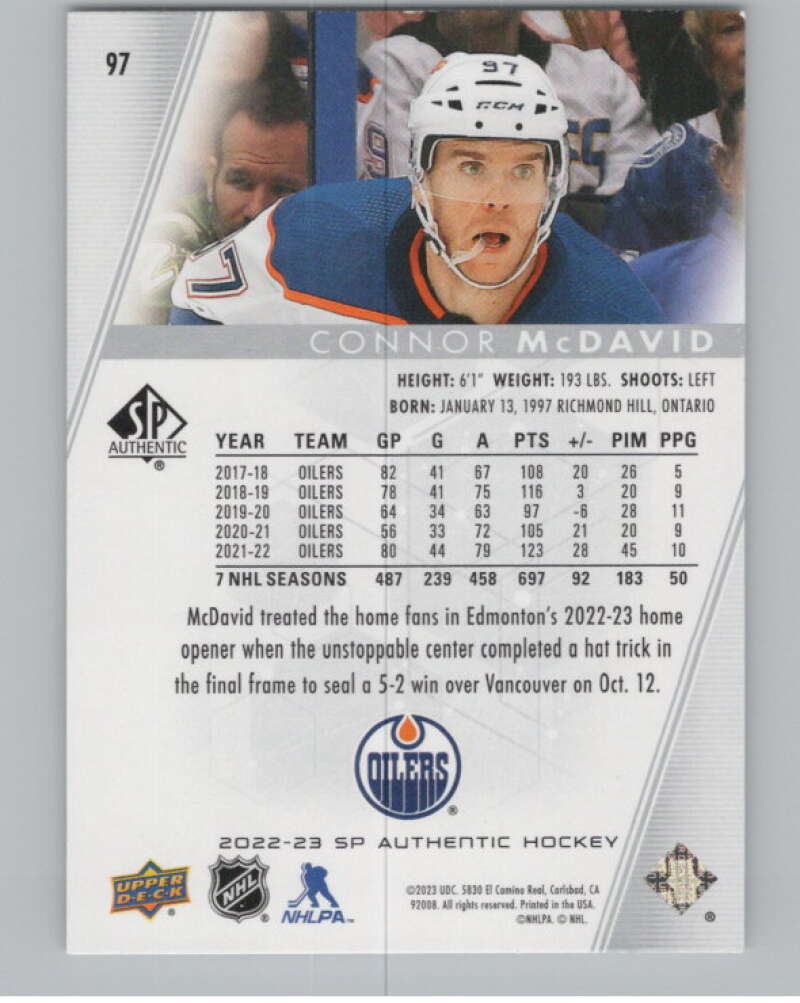 2022-23 SP Authentic #97 Connor McDavid  Edmonton Oilers  V99932 Image 2
