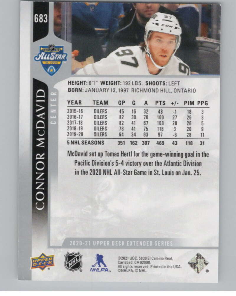 2020-21 Upper Deck Extended Series #683 Connor McDavid  All-Star Team  V99933 Image 2