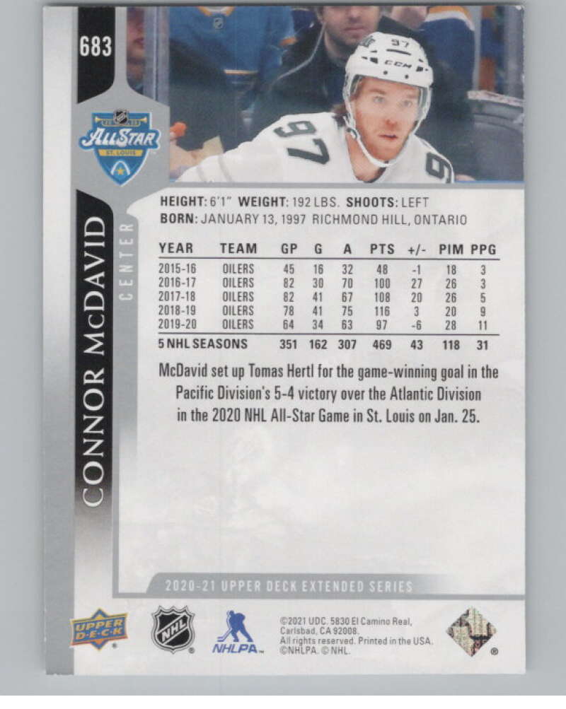 2020-21 Upper Deck Extended Series #683 Connor McDavid  All-Star Team  V99938 Image 2
