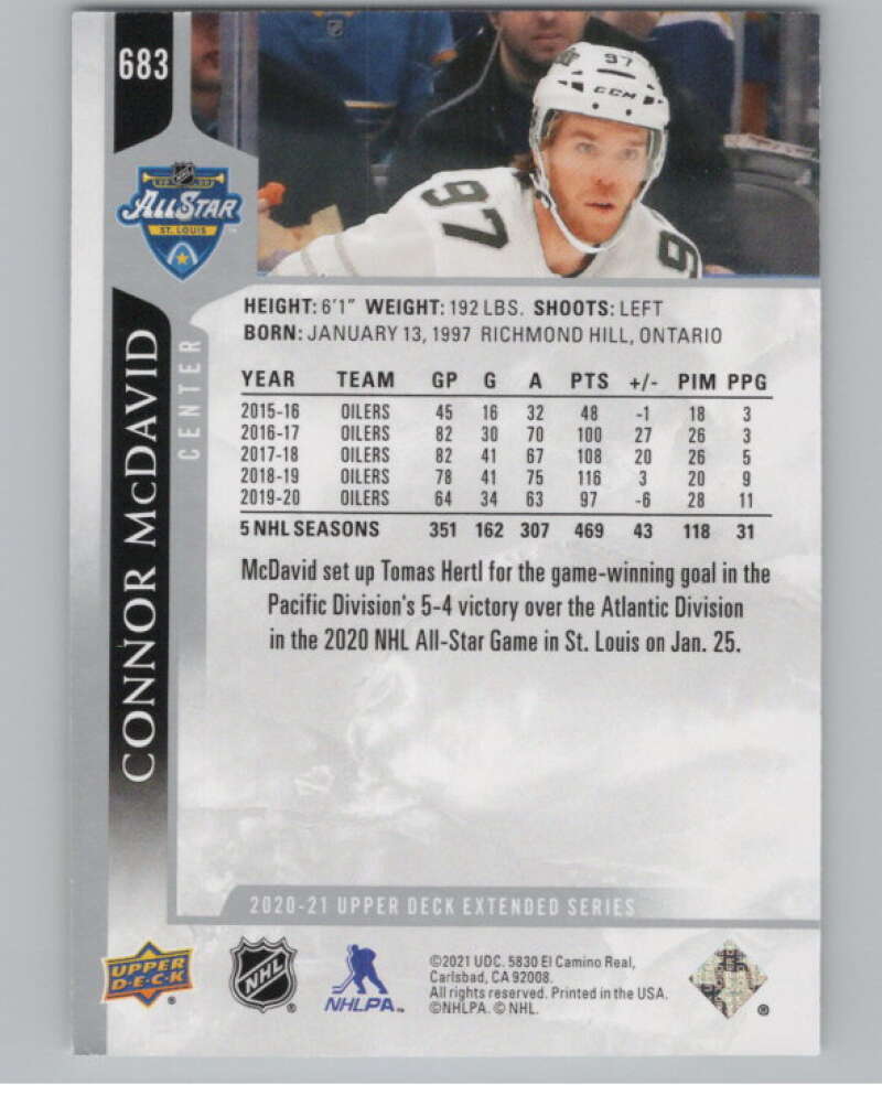 2020-21 Upper Deck Extended Series #683 Connor McDavid  All-Star Team  V99943 Image 2