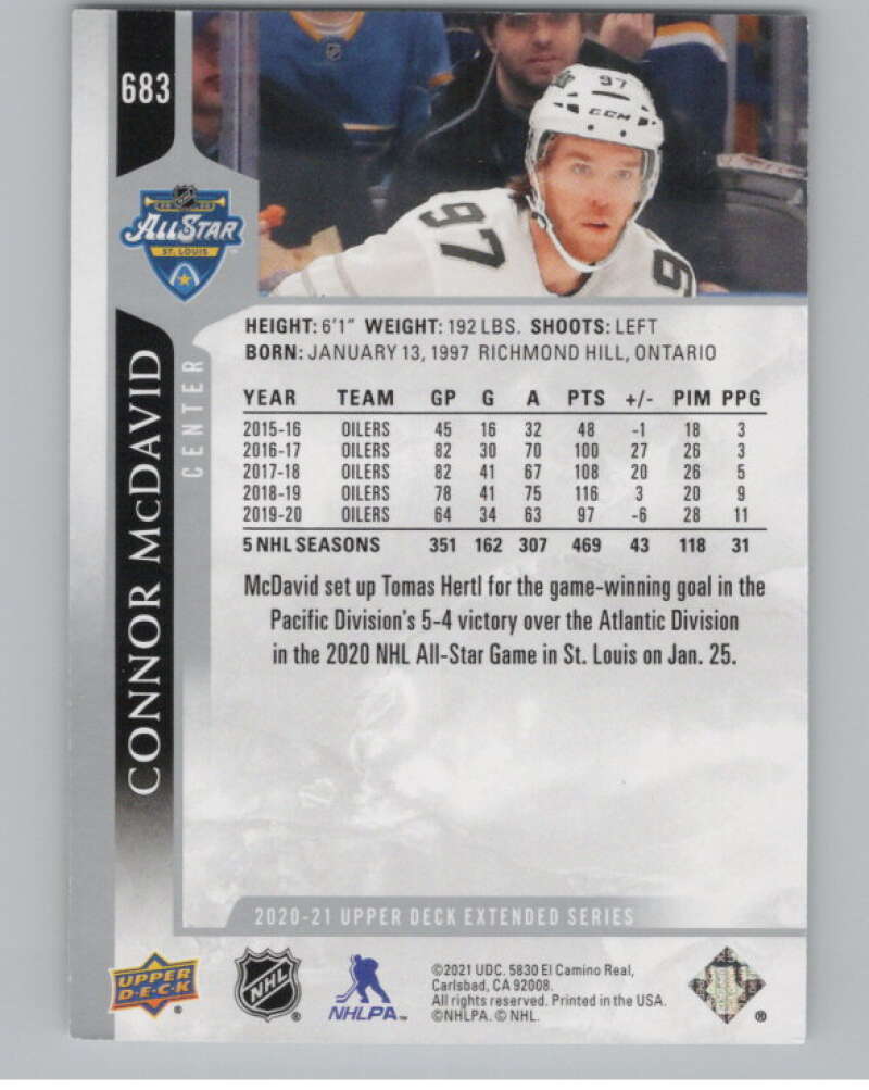 2020-21 Upper Deck Extended Series #683 Connor McDavid  All-Star Team  V99946 Image 2