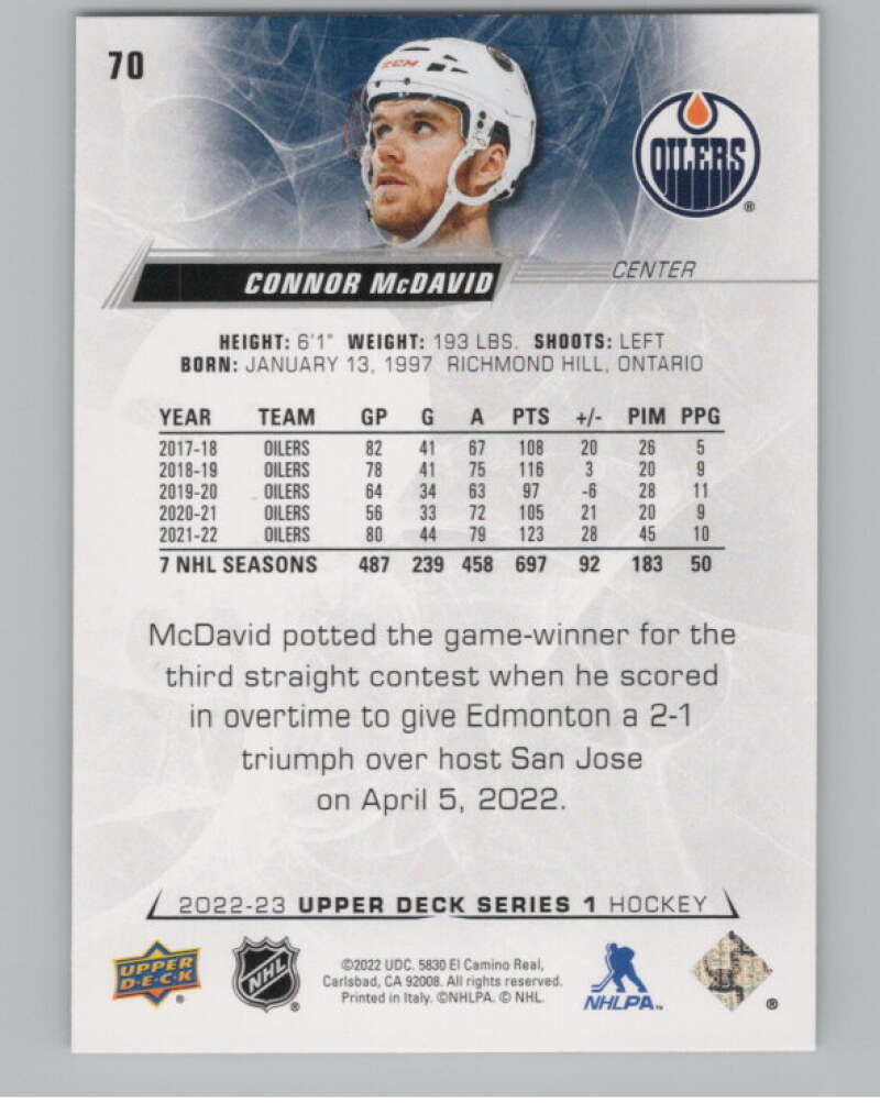2022-23 Upper Deck #70 Connor McDavid  Edmonton Oilers  V100062 Image 2