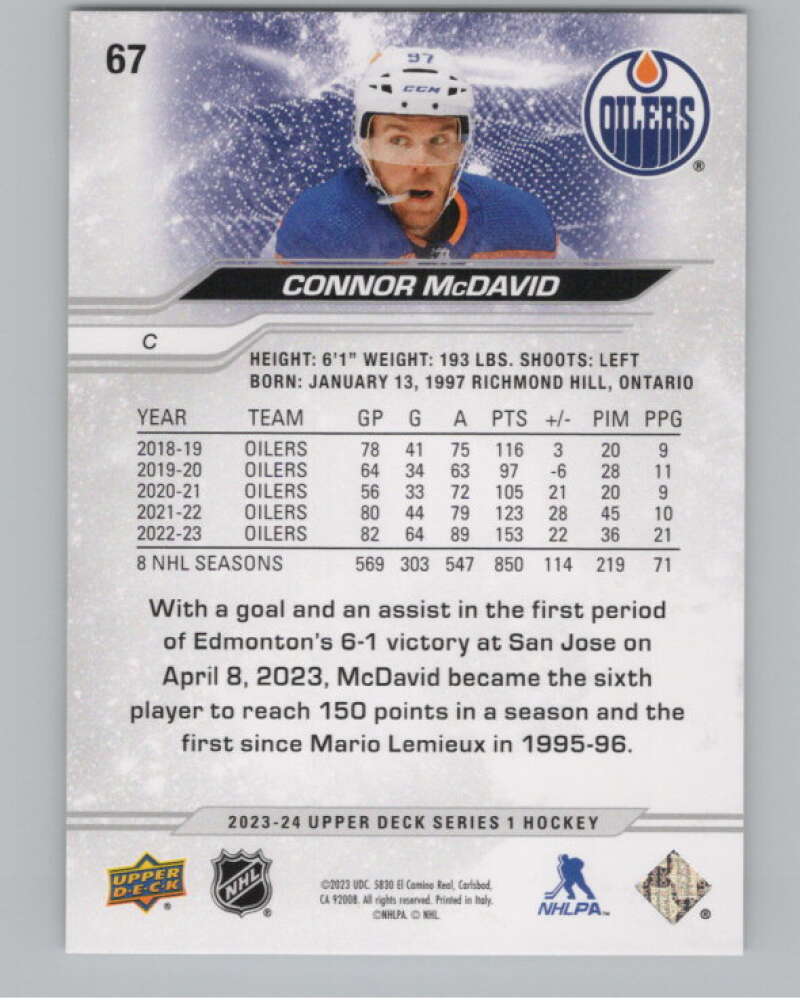 2023-24 Upper Deck #67 Connor McDavid  Edmonton Oilers  V100069 Image 2