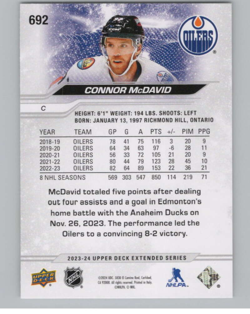 2023-24 Upper Deck Extended Series #692 Connor McDavid  Edmonton Oilers  V100096 Image 2