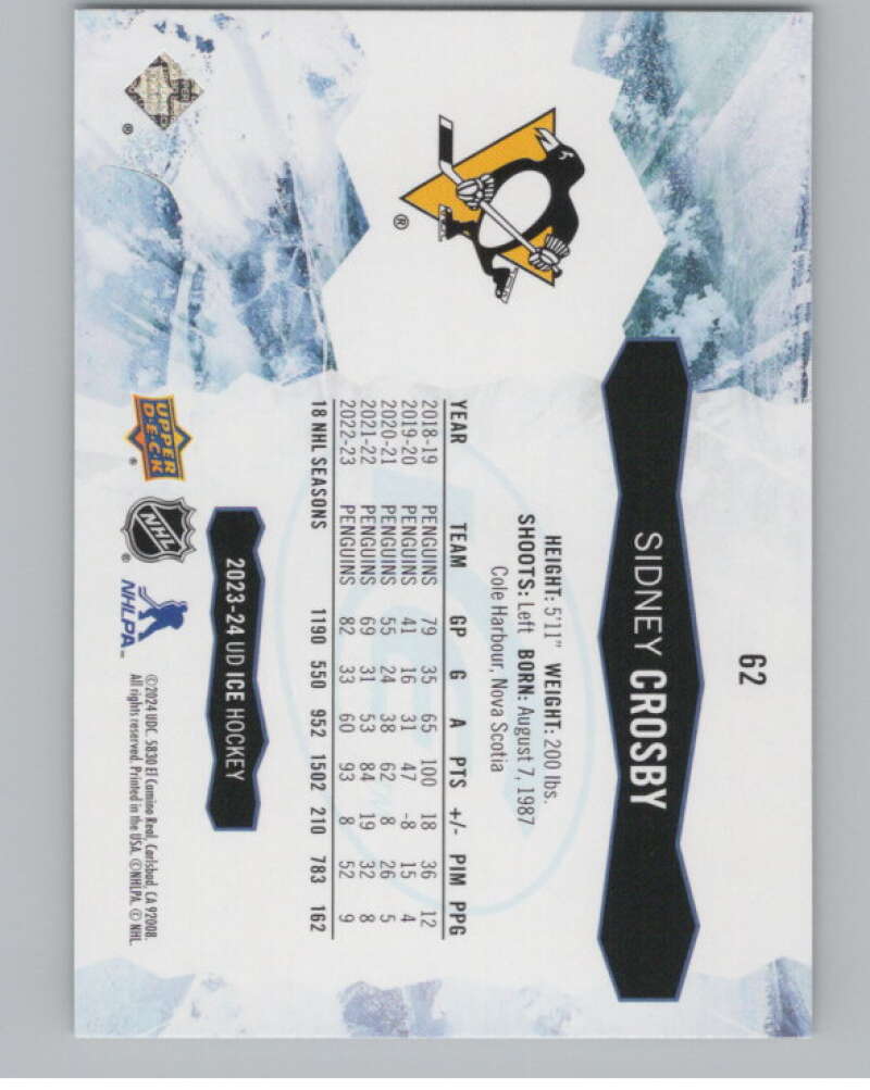 2023-24 Upper Deck Ice #62 Sidney Crosby  Pittsburgh Penguins  V100161 Image 2