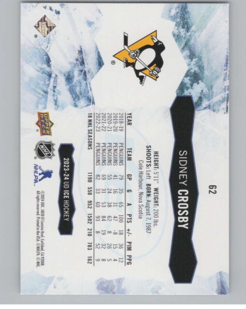 2023-24 Upper Deck Ice #62 Sidney Crosby  Pittsburgh Penguins  V100166 Image 2