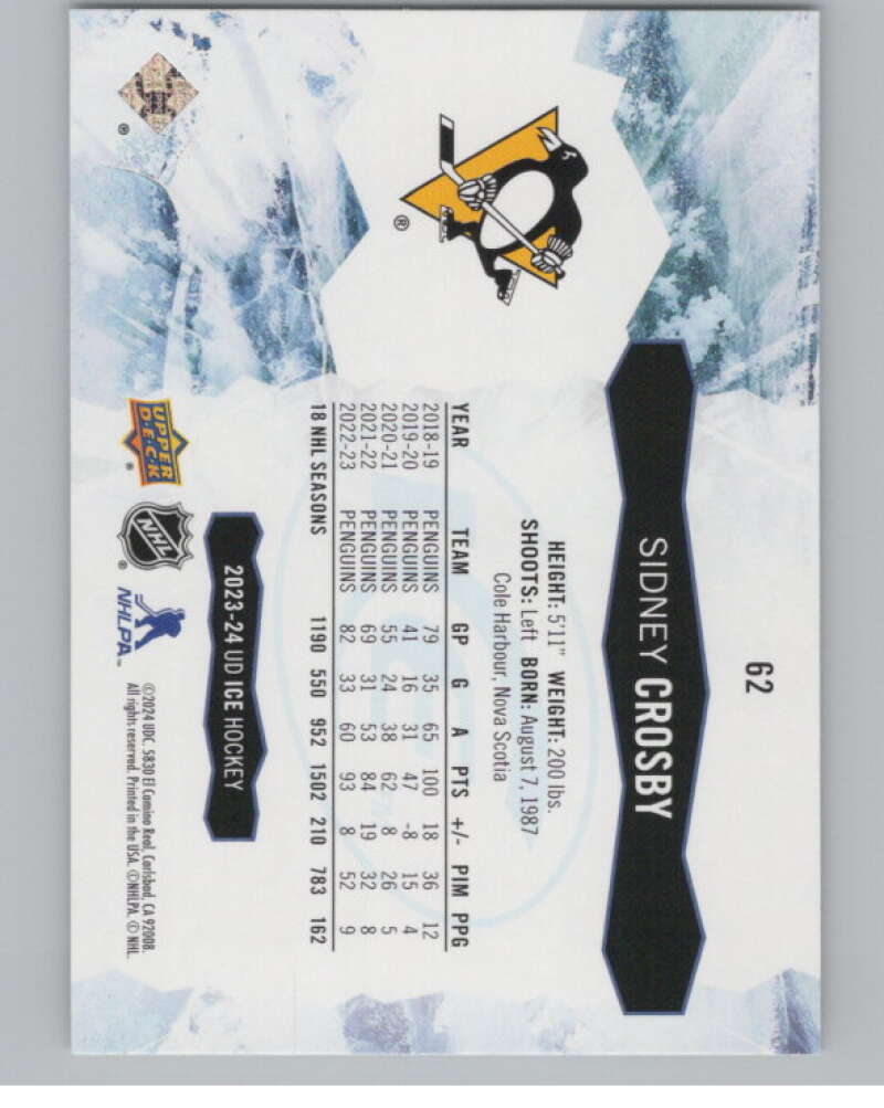 2023-24 Upper Deck Ice #62 Sidney Crosby  Pittsburgh Penguins  V100173 Image 2