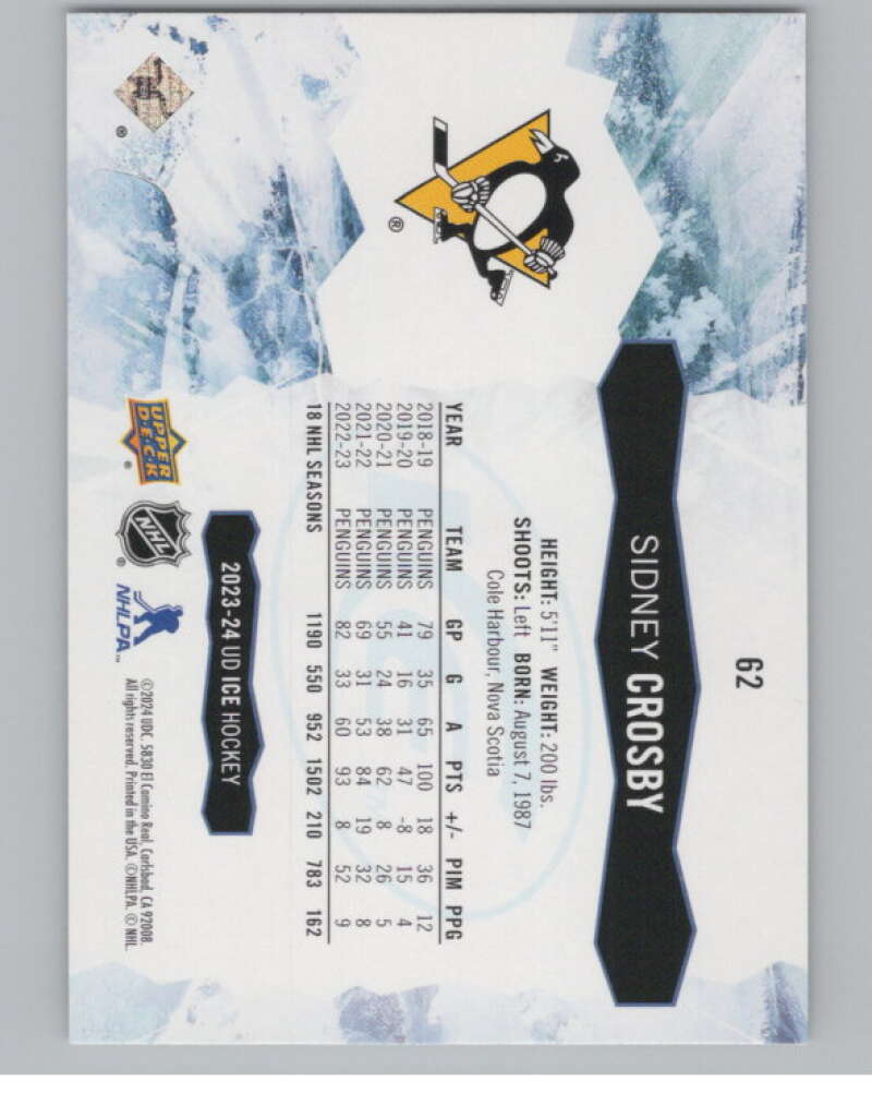 2023-24 Upper Deck Ice #62 Sidney Crosby  Pittsburgh Penguins  V100176 Image 2