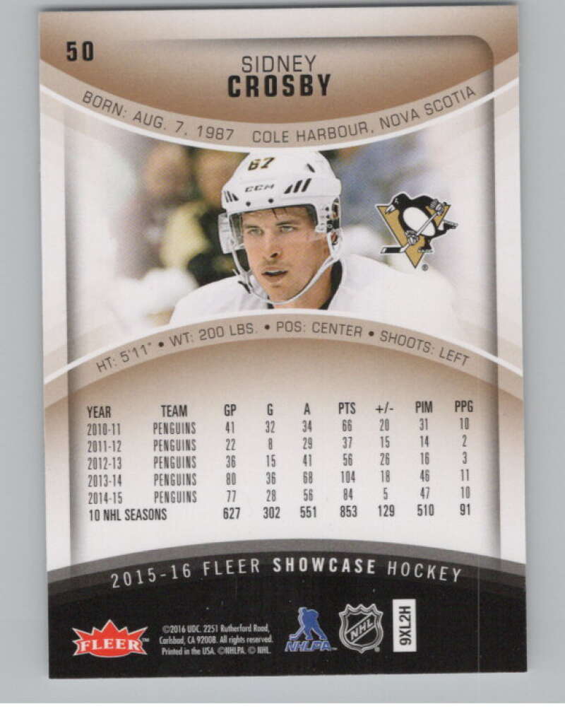 2015-16 Fleer Showcase #50 Sidney Crosby  Pittsburgh Penguins  V100222 Image 2